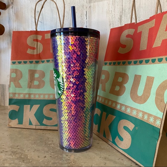 ✨Starbucks Multi Color Sequin Cold Cup 24oz. NWT - Picture 6 of 7